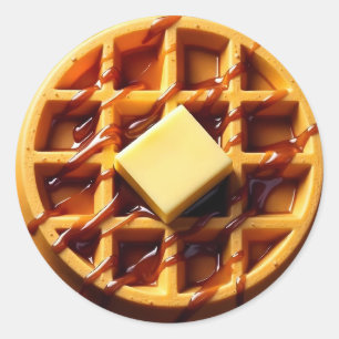 Waffle illustration classic round sticker