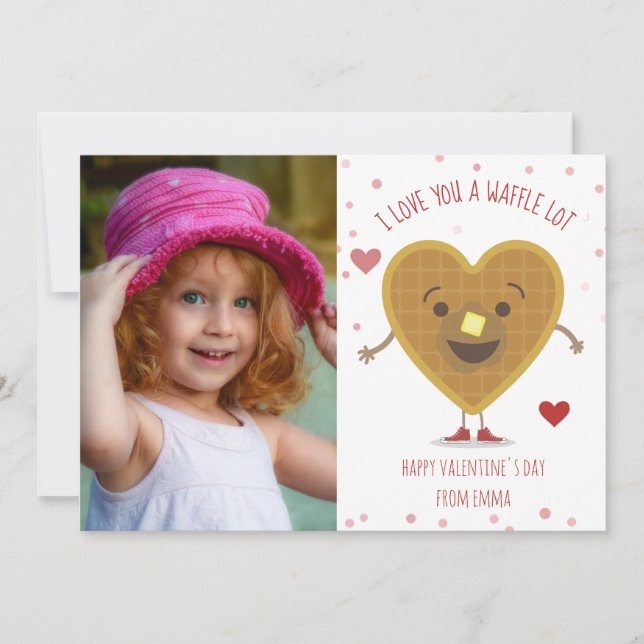 Waffle Love Photo Classroom Valentine Card (Front)