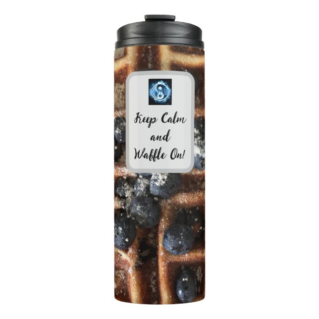 Waffle On! Blue Lightning Reiki Thermal Tumbler (Front)