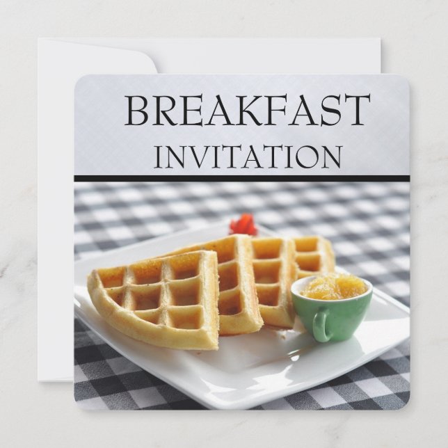 Waffle Plate Setting Breakfast Invitations (Front)