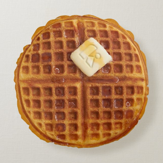 Waffle Round Throw Pillow (Front)