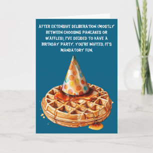 Waffle-Themed Satirical Birthday Bash Invitation