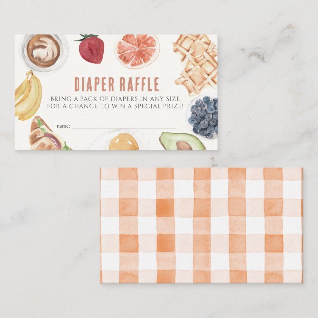 Waffles Coffee Fruits Diaper Raffle Ticket Enclosure Card (Front/Back)