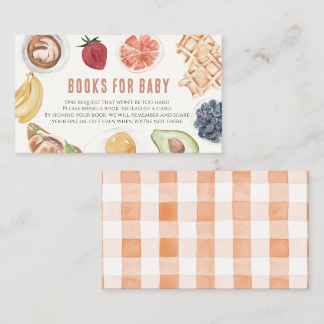 Waffles Coffee Fruits Watercolor Baby Book Request Enclosure Card (Front/Back)