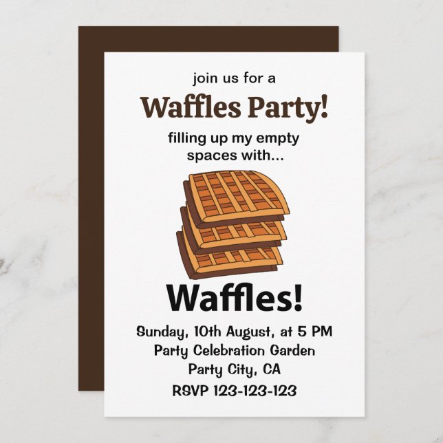 Waffles Filling Up My Empty Spaces With Waffles Invitation (Front/Back)