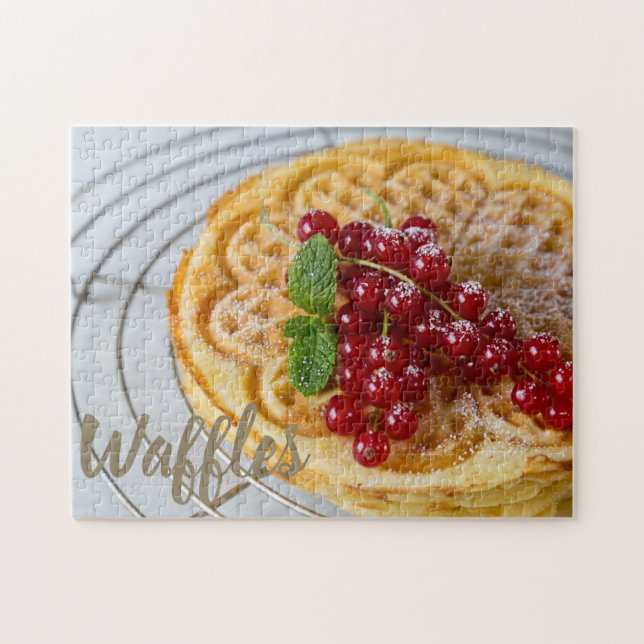 Waffles homemade with currants for sweet tooth jigsaw puzzle (Horizontal)