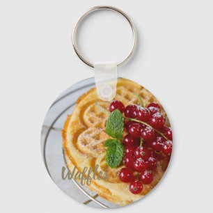Waffles homemade with currants for sweet tooth keychain