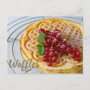 Waffles homemade with currants for sweet tooth postcard