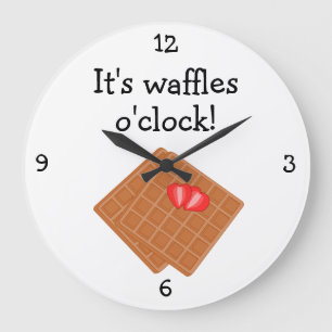 Waffles O'Clock fun food graphic Large Clock