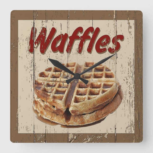 Waffles Square Wall Clock (Front)