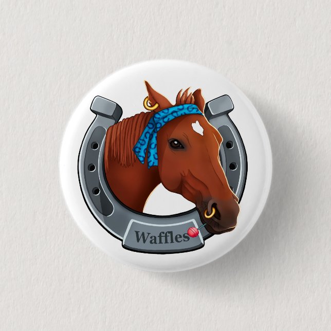 Waffles the mare 1 inch round button (Front)