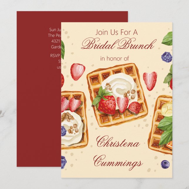 Waffles & Wishes Bridal Brunch   Invitation (Front/Back)