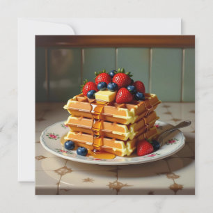 Waffles with Strawberries and Blueberries