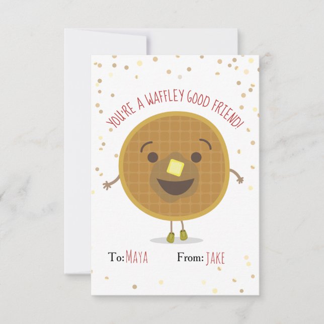 Waffley Good Friend Waffle Valentine Kids Carte po (Devant)