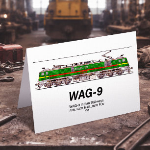 WAG-9 Locomotive. Indian Railways freight train Thank You Card