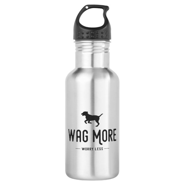 Wag More Worry Less 532 Ml Water Bottle (Front)
