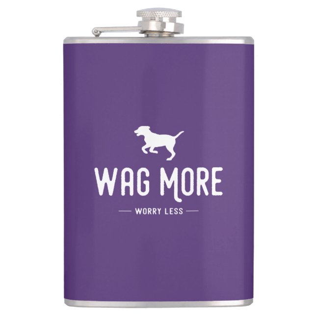 Wag More Worry Less Hip Flask (Front)