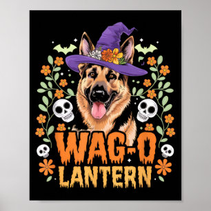 Wag-O-Lantern Spooky German Shepherd Halloween Dog Poster