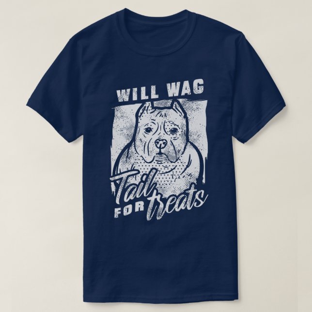 Wag Tail For Treats Bulldog Pit Bull Terrier Dog L T-Shirt (Design Front)