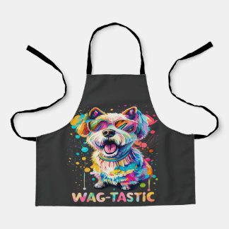 Wag-tastic fun splashy colourful dog design apron