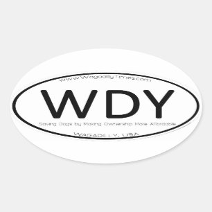 WAGADILLY Oval Location Bumper Sticker Decal
