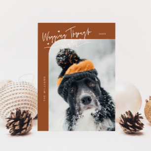 Wagging Through Winter Dog Terracotta Christmas Holiday Card