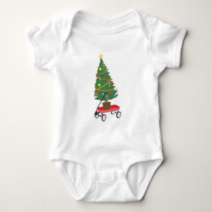 Wagon Christmas Tree Baby Bodysuit