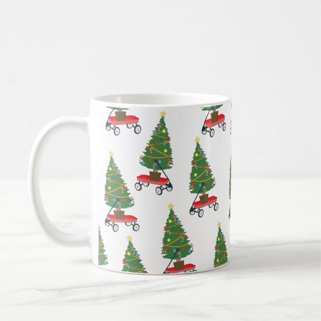 Wagon Christmas Tree Coffee Mug (Left)