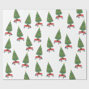 Wagon Christmas Tree Wrapping Paper