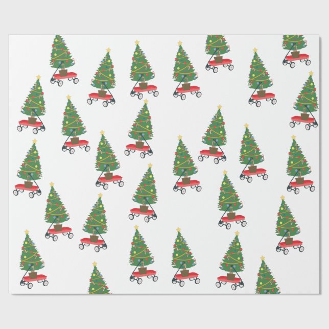 Wagon Christmas Tree Wrapping Paper (Seam)