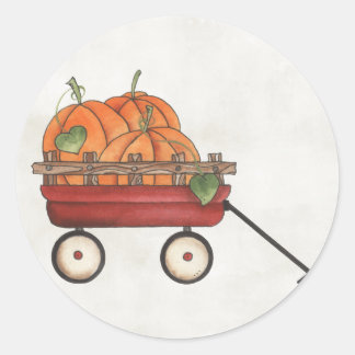 Wagon full of Pumpkins Classic Round Sticker