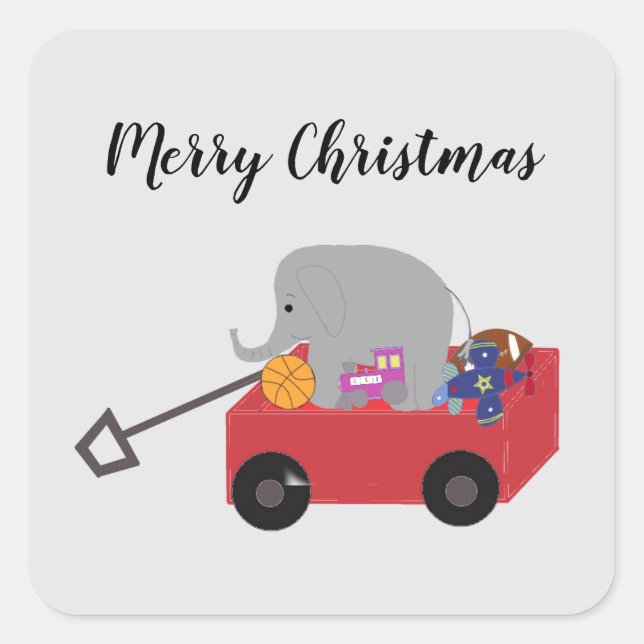 Wagon Full of Toys Retro Christmas Square Sticker (Front)