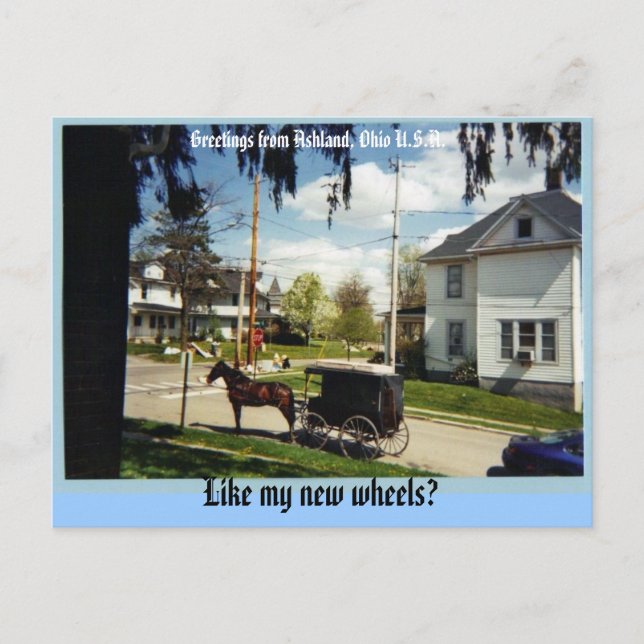 wagon, Greetings from Ashland, Ohio U.S.A., Lik... Postcard (Front)