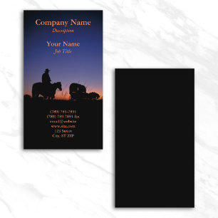 Wagon Train Western Sunset Photo Business Card