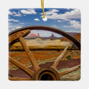 Wagon wheel close up, Arizona Ceramic Ornament