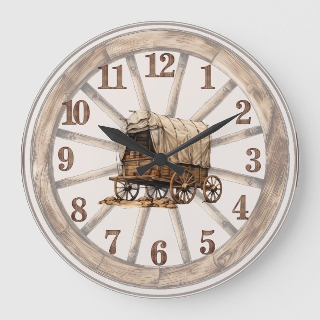 Wagon Wheel Couvert Wagon Wall Horloge 2 (Recto)