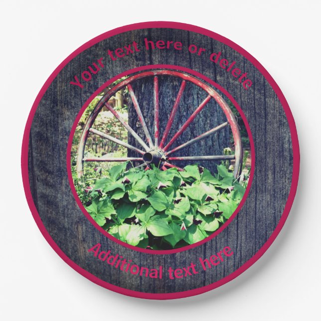 Wagon Wheel Trillium Garden Personalized Party   Paper Plate (Front)