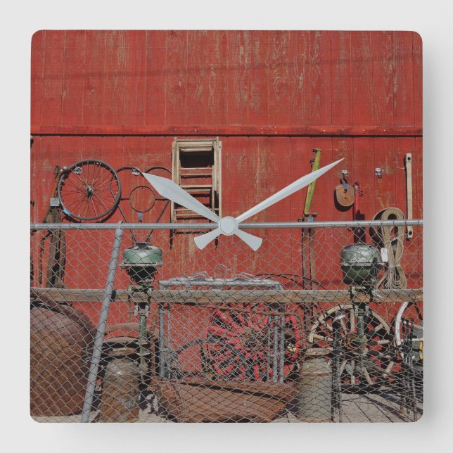 Wagon Wheels US 66 Old West Square Wall Clock (Front)