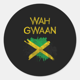 Wah Gwaan Jamaica Flag Jamaican Pride Reggae Vacat Classic Round Sticker
