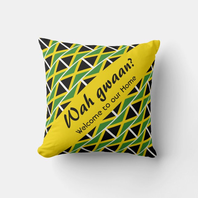WAH GWAAN? Jamaican Patois Welcome Throw Pillow (Front)