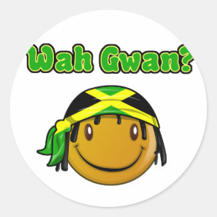 wah gwan classic round sticker