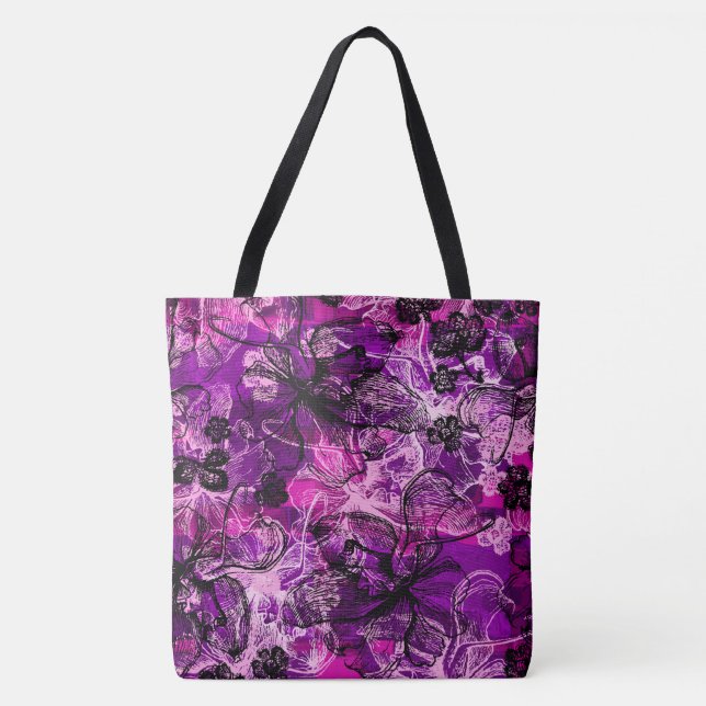 Wahine Lace Hawaiian Orchid Beach Bag (Front)