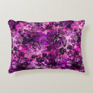 Wahine Lace Hawaiian Orchid Collage Accent Pillow