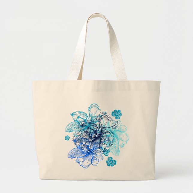 Wahine Lace Hawaiian Orchid Large Tote Bag (Front)