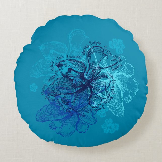 Wahine Lace Hawaiian Orchid Reversible Round Pillow (Front)