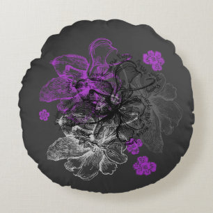 Wahine Lace Hawaiian Orchid Reversible Round Pillow