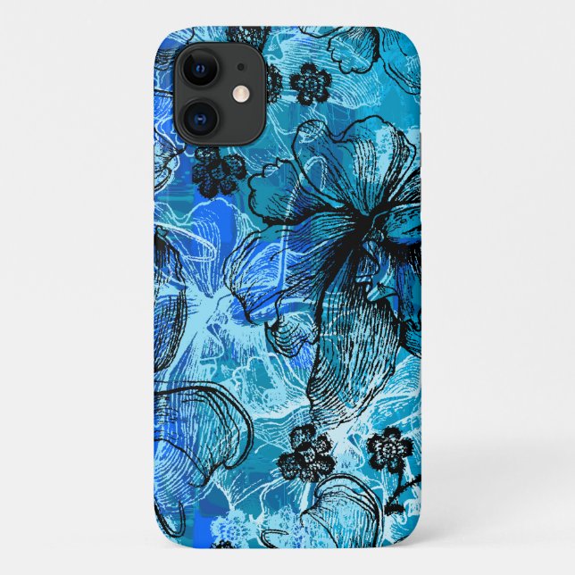 Wahine Lace Hawaiian Orchid Turquoise Case-Mate iPhone Case (Back)