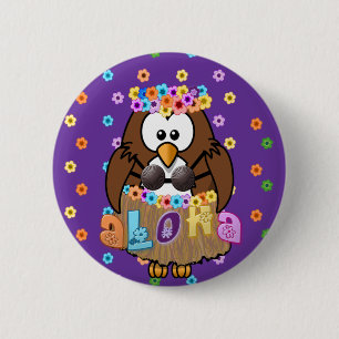 wahine owl 2 inch round button
