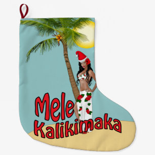 Wahine Pin-up Mele Kalikimaka Christmas Stocking