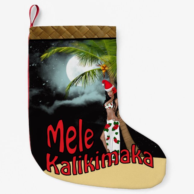Wahine Pin-up Mele Kalikimaka Christmas Stocking L (Front)